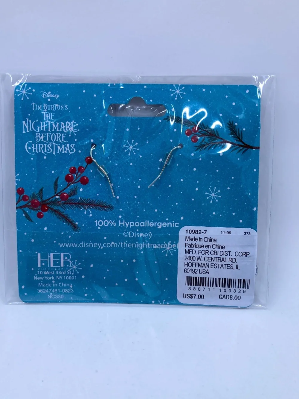 Santa Jack Skellington Star Earrings NIP Claire’s Disney Nightmare Before Xmas